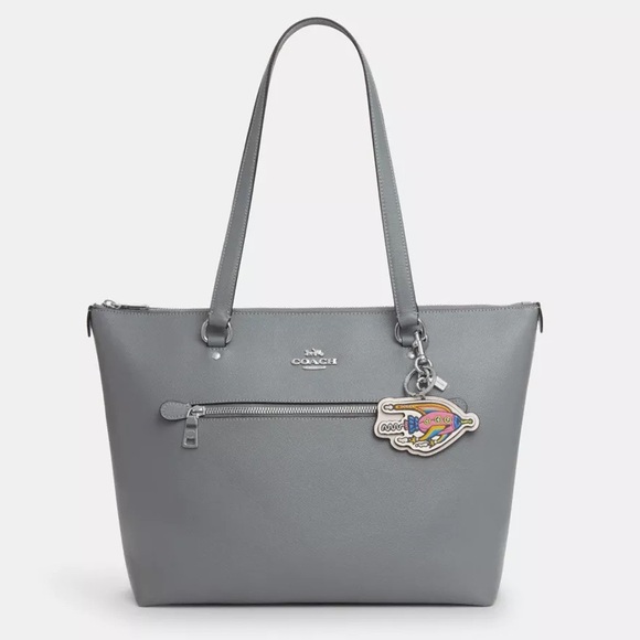 Coach Cosmic Rocket Bag Charm Keychain in Silver/Chalk Multi Smooth Leather NWT - Picture 2 of 8